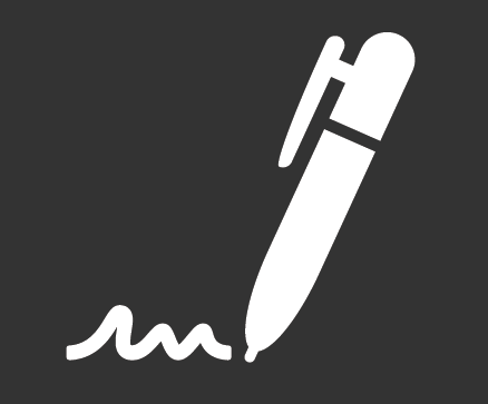 White pen icon writing on black background