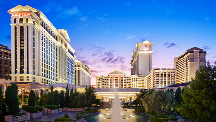 Exterior of Caesars Palace Hotel in Las Vegas USA