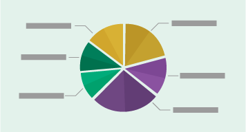 Colorful pie chart with six slices