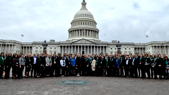 AAN members attending Neurology on the Hill posing in front of the Capitol